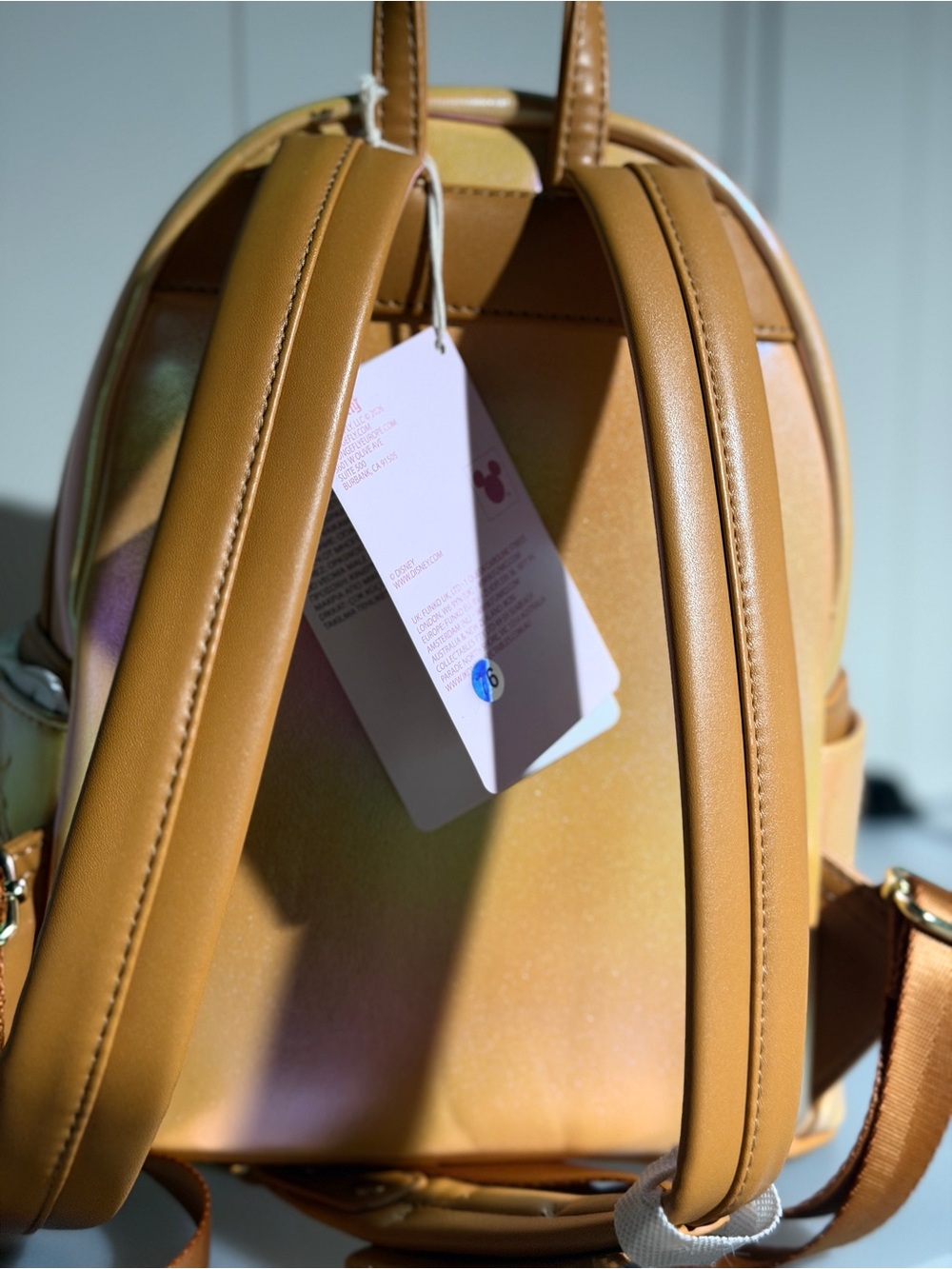 Loungefly Metallic Sunflower Applique Mini Backpack in Gold and Cream - Picture 2 of 2